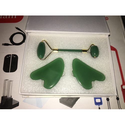 132 - New Boxed Gua Sha Jade Stone Face Massager