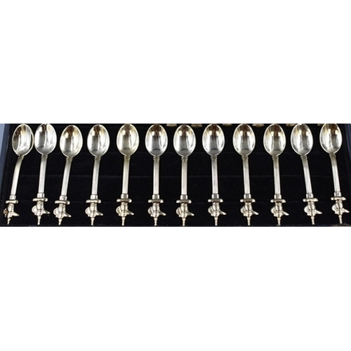 168 - FINE SELECTION OF 12 MATCHING Decorative Brass Tea Spoons