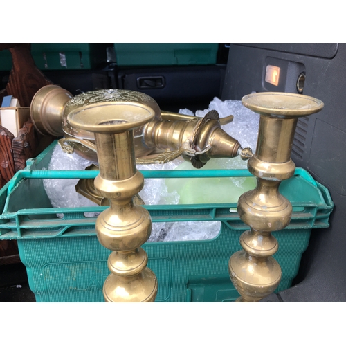 178 - LOVELY PAIR OF TALL BRASS CANDLESTICKS WITH PUSH UPS