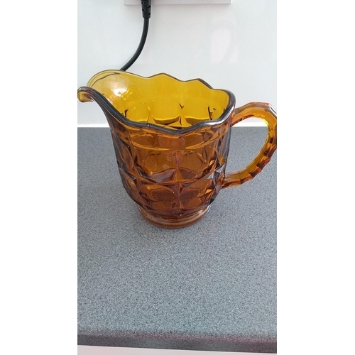 363 - VINTAGE AMBER GLASS JUG