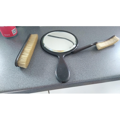 506 - THREE PIECE VANITY SET POSSIBLY EBONY