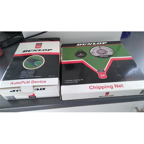 512 - BOXED DUNLOP AUTO PUTT DEVICE AND BOXED DUNLOP CHIPPING NET