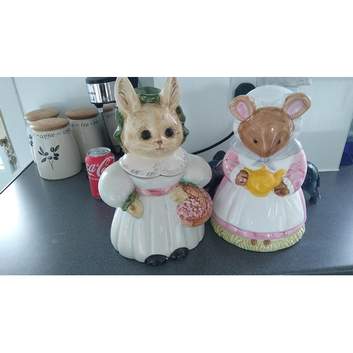 494 - TWO COOKIE JARS CAT AND MOUSE