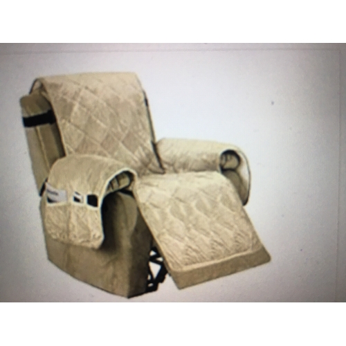 586 - NEW BAGGED Luxury Velvet Plush Large Width Recliner Chair Cover with Straps Three Pockets