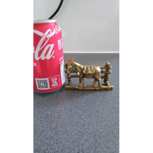 467 - BRASS DONKEY AT FENCE