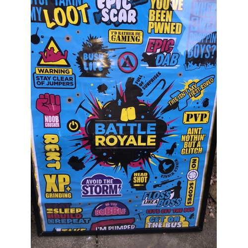 75 - LARGE FRAMED PERSPECT COVERED BATTLE ROYALE POSTER