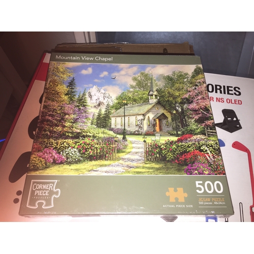 128 - New Sealed Corner Piece Puzzles Jigsaw 500 Pieces Premium Quality  ''MOUNTAIN VIEW CHAPEL''