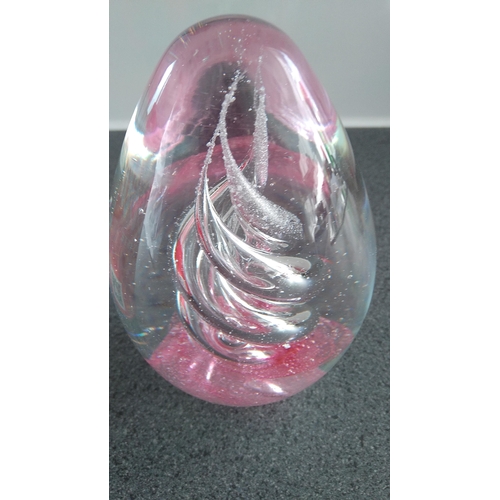 489 - LARGE PINK AND WHITE SWIRL DUMP PAPERWEIGHT