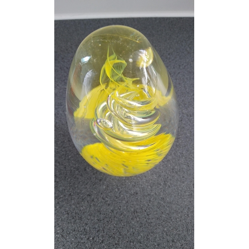 488 - LARGE YELLOW SWIRL DUMP PAPERWEIGHT