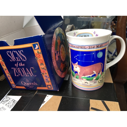 313 - BOXED QUEENS CHINA TAURUS SIGNS OF THE ZODIAC MUG