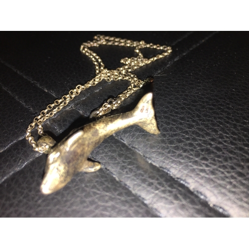 200 - LOVELY VINTAGE Silver 925 Dolphin Pendant on Chain