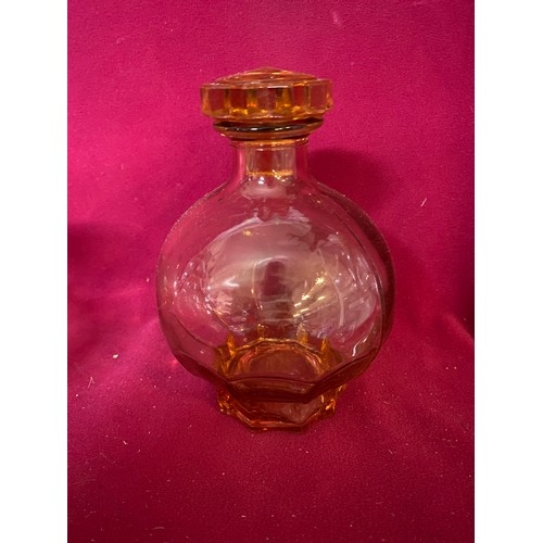 17 - 2 vintage peach glass perfume bottle with stopper