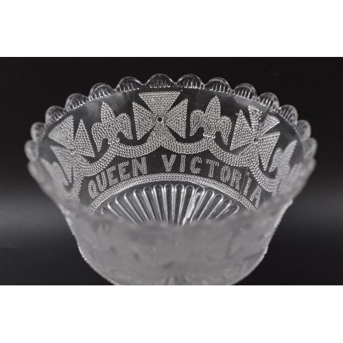 50 - LOVELY British Royal Commemorative Glass Bowl depicting Queen Victoria Jubilee 1837-1887 approx 5