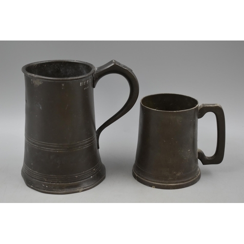 423 - Two Pewter Tankards, One With Victoria Marks. Tallest Approx 17.5cm