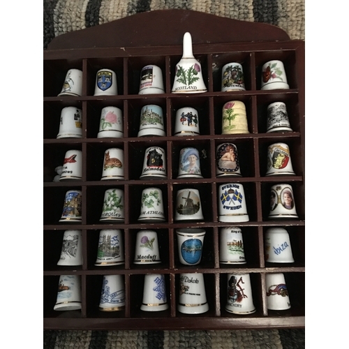 278 - ASSORTMENT OF 36 THIMBLES IN DISPLAY TRAY