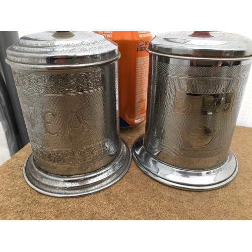 29 - TWO RETRO LIDDED TEA CADDY'S