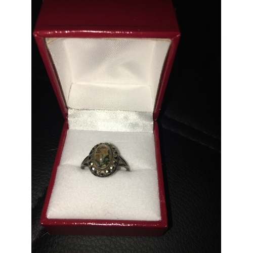 234 - A Lovely Silver Marcasite Ring, Size R. in presentation box