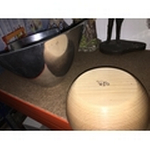 252 - NEW WOODEN BOWL AND METAL VASE