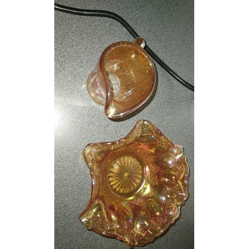 374 - TWO PIECES OF CARNIVAL GLASS