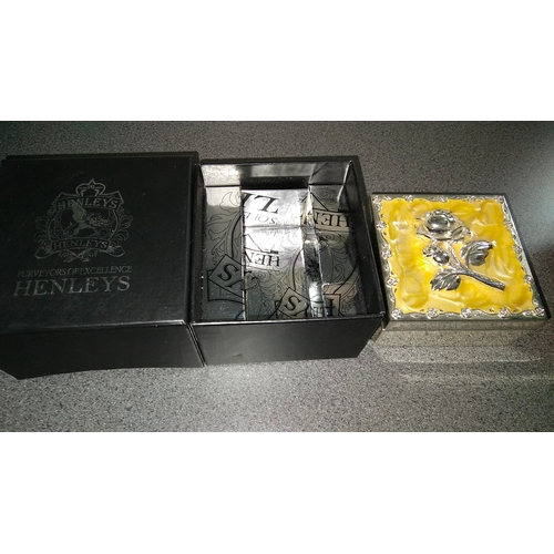 448 - BOXED HENLEYS METAL ROSE TOPPED TRINKET BOX1