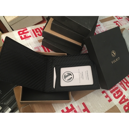 300Y - NEW BOXED VULKIT Wallet Mens RFID Leather Card Wallet In Black IDEAL XMAS PRESENT