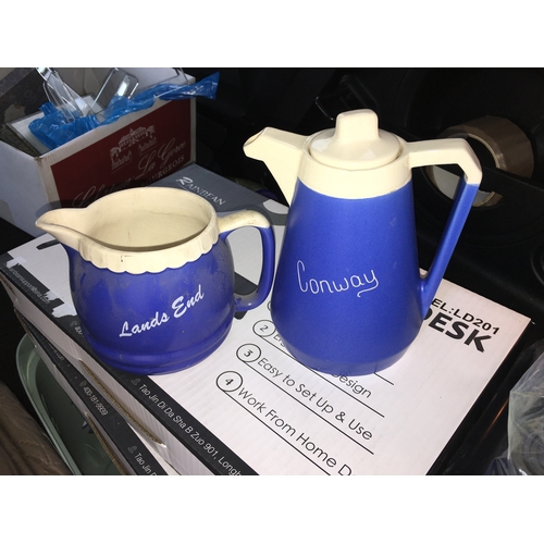 71 - TWO Devon Ware Blue and White Ceramics FEATURING CONWAY COFFEE POT AND KESWICK MILK JUG