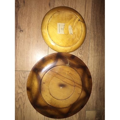 60 - TWO WOODEN PLATES INCLUDING DECORATIVE