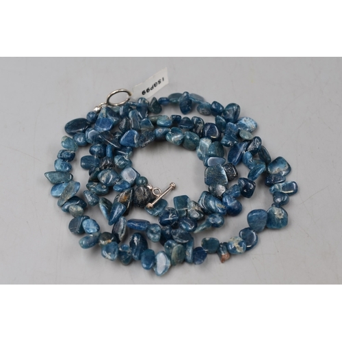 209 - Lovely Sterling Silver Natural Blue Rock Necklace With Tag