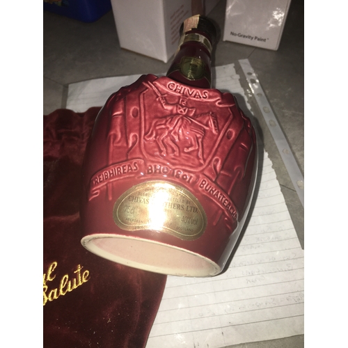 319 - EMPTY ROYAL SALUTE CHIVAS WADE WHISKY BOTTLE WITH FELT POUCH