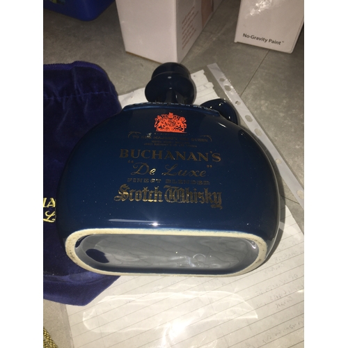 317 - EMPTY BUCHANAN'S DE LUXE WHISKY BOTTLE WITH FELT POUCH