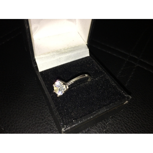 208 - Lovely Silver Solitaire Ring In Presentation Box