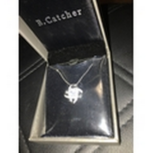 204 - Lovely Ornate Silver CZ Pendant Necklace In Presentation Box