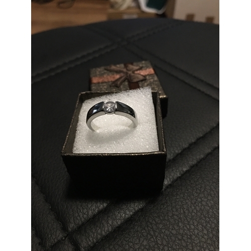 202 - Lovely Silver CZ Detail Ring In Presentation Box