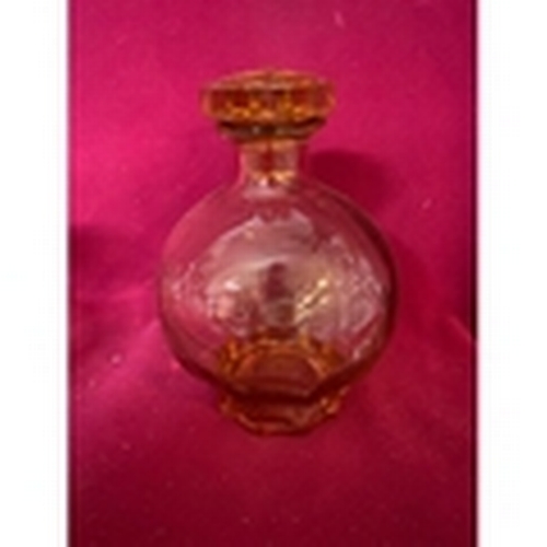 184 - LOVELY 2 vintage peach glass perfume bottle with stopper