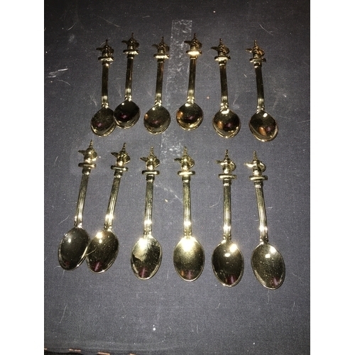 168 - FINE SELECTION OF 12 MATCHING Decorative Brass Tea Spoons