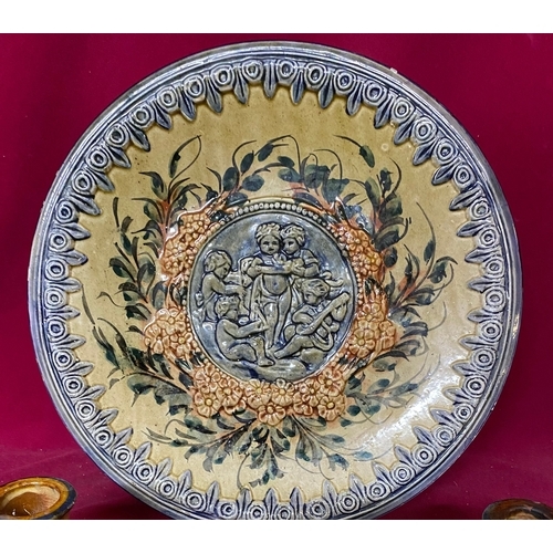 15 - Lovely Majollica large decorative plate Couple of nibbles to edge