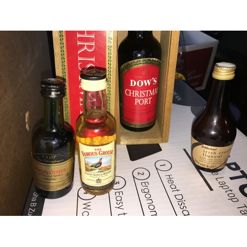 440 - Mixed Lot of Sealed Vintage Spirits to include Boxed Dow's Christmas Port 20cl, Famous Grouse Finest... 