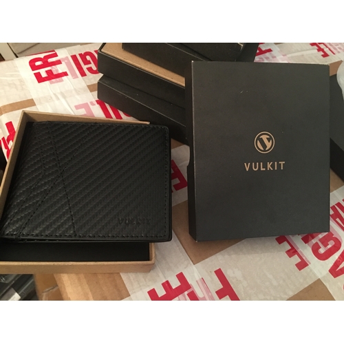 400G - NEW IN BOX VULKIT Wallet Mens RFID Leather Card Wallet BLACK IDEAL XMAS PRESENT