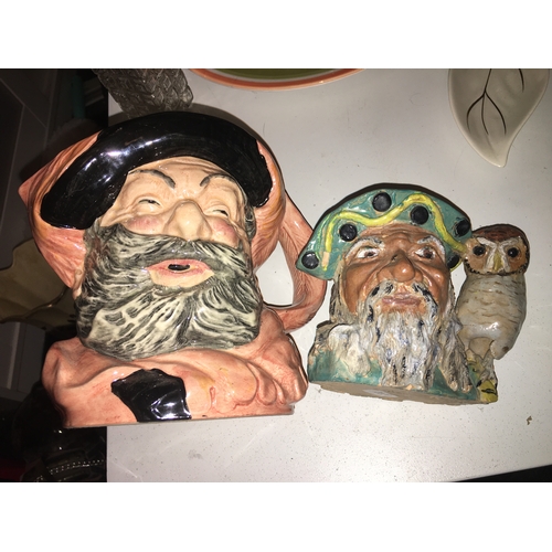 44 - TWO CHARACTER JUGS INCLUDING ROYAL DOULTON FALSTAFF AND HAND MADE NEPTUNE