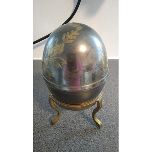 338 - LOVELY BRASS INLAID EGG