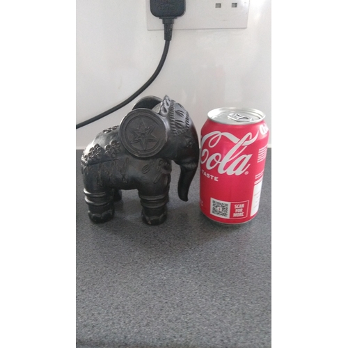 376 - BLACK WOODEN DECORATED ELEPHANT