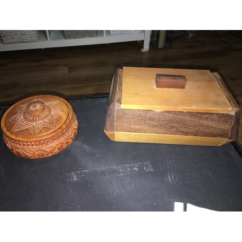 236 - TWO WOODEN TRINKET BOXES