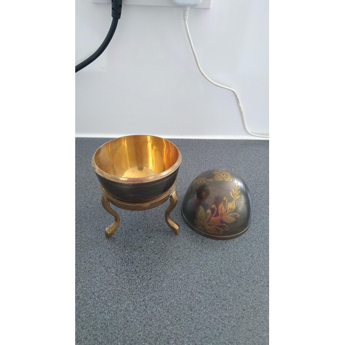 502 - VERY NICE Brass inlaid egg