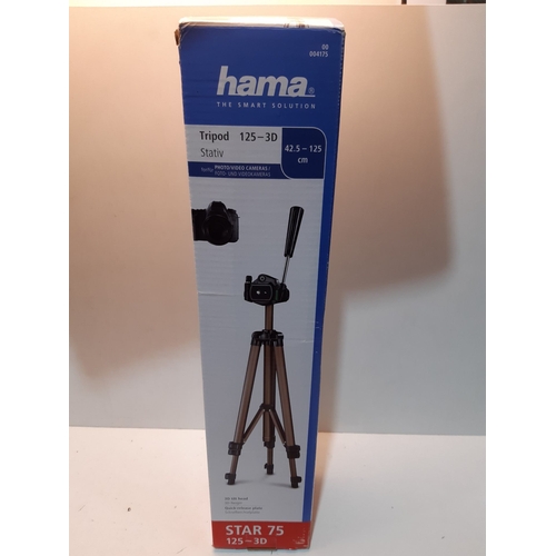 92 - BOXED Hama 4175;Star 75 Camera Tripod; Up to 125cm;Incl. Carrying Bag; Black