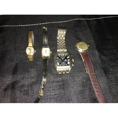 FOUR QUALITY WATCHES INCLUDING KERED 17 JEWEL, KING QUARTZ CHRONOGRAPH ...