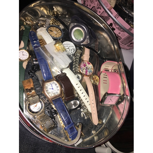 225 - LARGE SELECTION OF WATCHES, PARTS, FACES, BACKS ETC