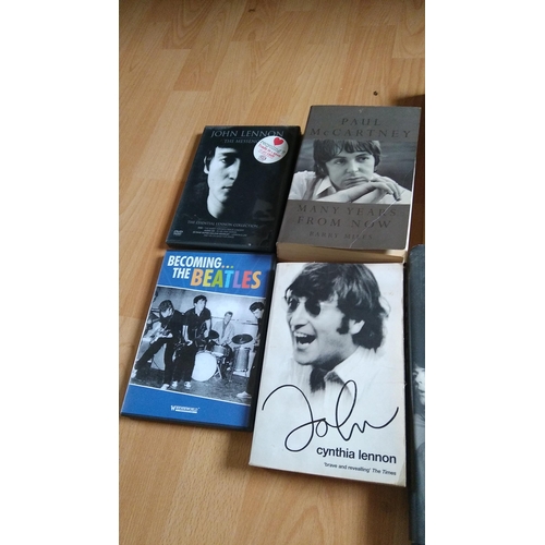 455 - NICE SELECTION OF BEATLES BOOKS AND DVD