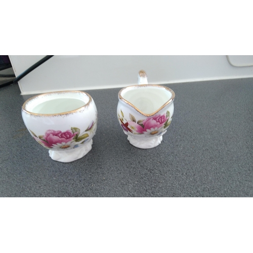 487 - ROYAL VINE CHINA SHELL SHAPED SUGAR AND CREAM