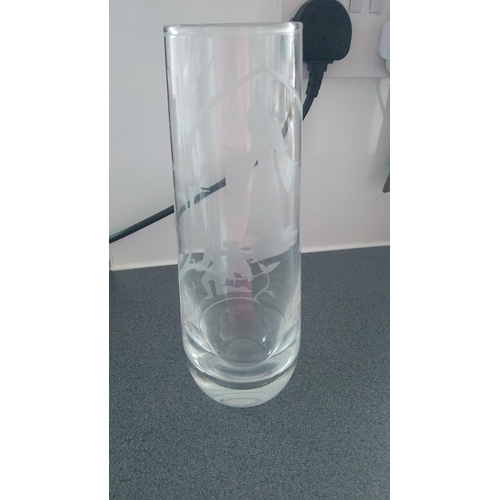 566 - LOVELY ETCHED GLASS VASE