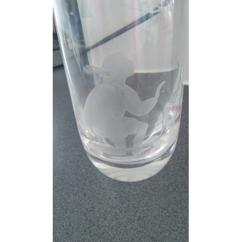 566 - LOVELY ETCHED GLASS VASE